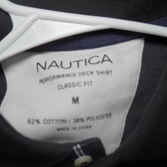 Nautica Mens Black White Logo Short Sleeve Classic Fit Polo Size Medium - Picture 7 of 7